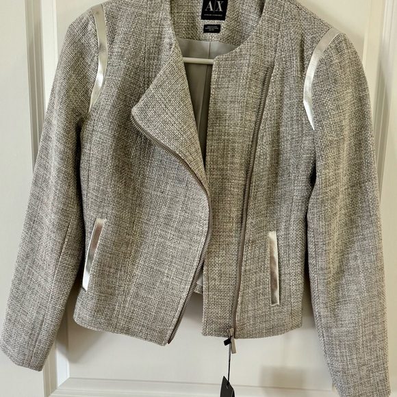 A/X Armani Exchange Jackets & Blazers - A/X Armani Exchange Gray Silver Blazer Asymmetrical Tweed